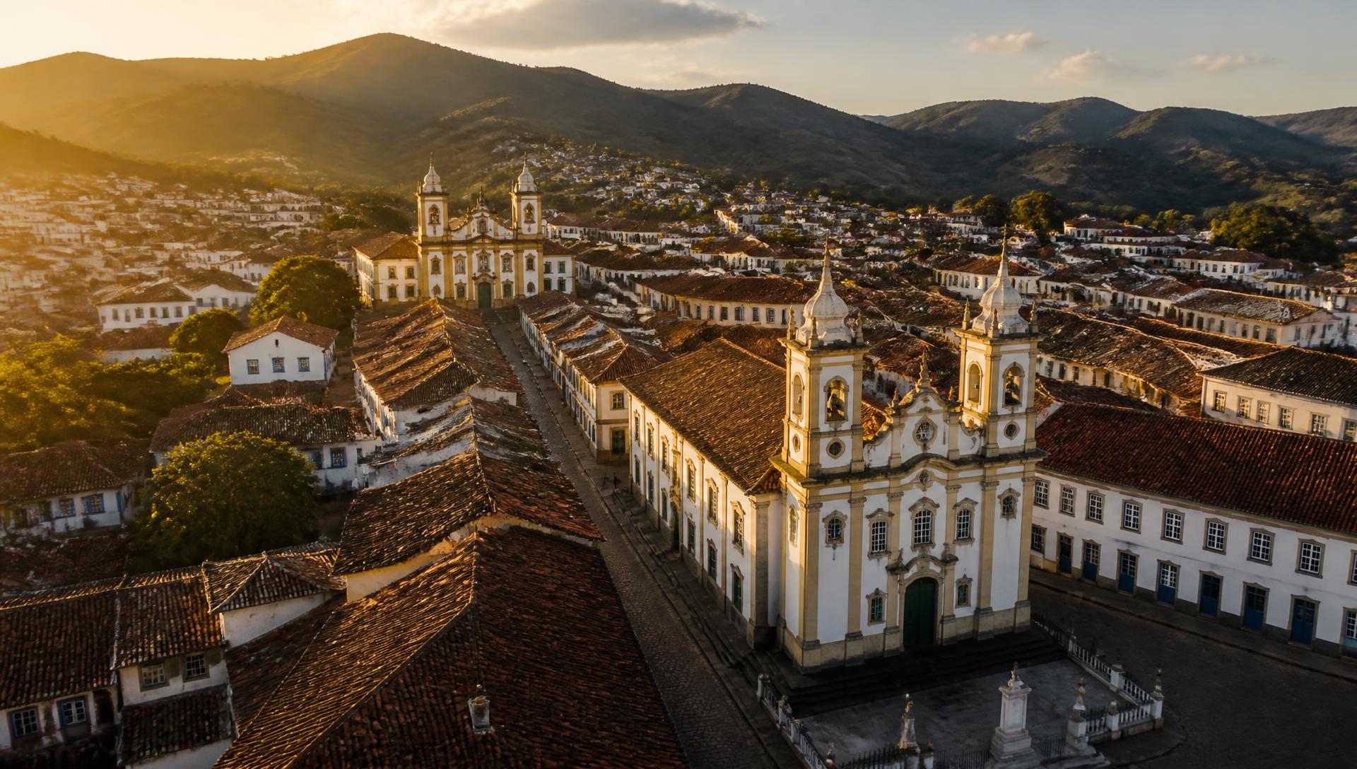 Centro histórico de São João del-Rei, Minas Gerais, ao entardecer
